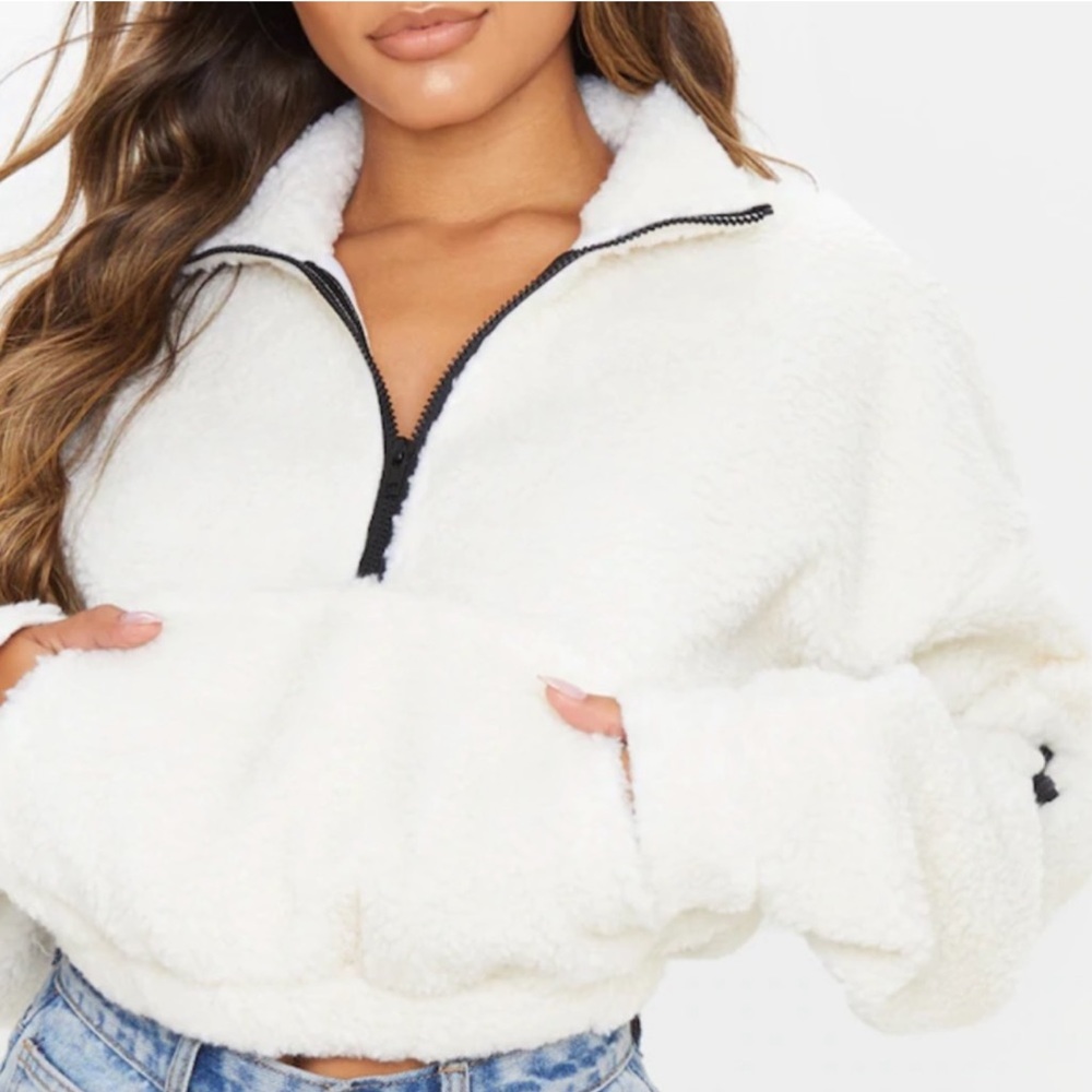 Cream Borg Oversized Sweater
